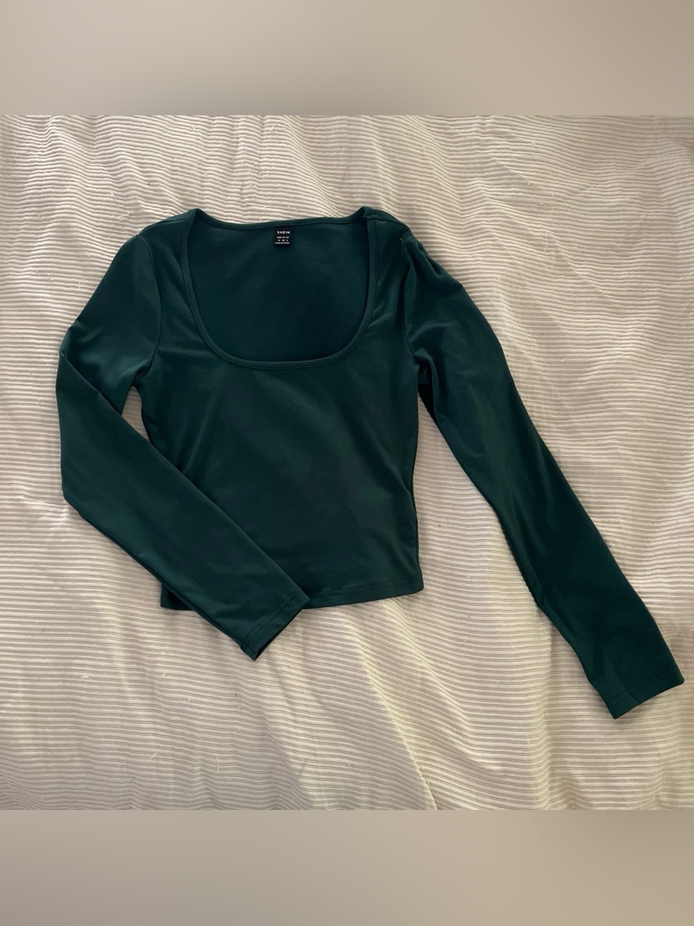 Dark Green Scoop Neck Long Sleeve Top